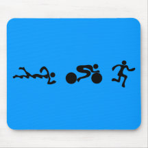 TRI Triathlon Swim Bike Run BLACK Bumper Design Mouse Pad