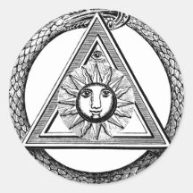 Triangle Freemason Snake Round Stickers