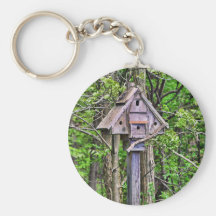 Triangular Birdhouse Keychain