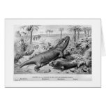 Triassic reptiles and amphibian art card
