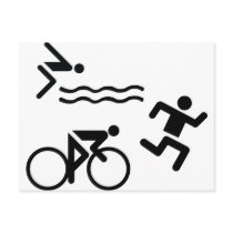 Triatholon - running swimming cycling postcard