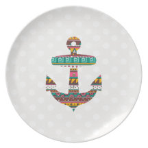 Tribal Anchor and polka dots Plate