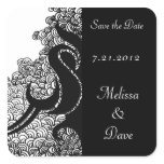 Tribal and Swirls Black & White Save the Date Stickers