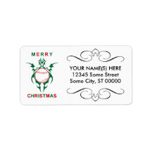 tribal baseball merry christmas personalized address label