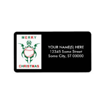 tribal baseball merry christmas custom address label