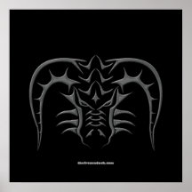 Tribal Black Dragon Head Posters