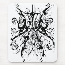 Tribal Chaos Tattoo Black and White Distortion Mouse Pad