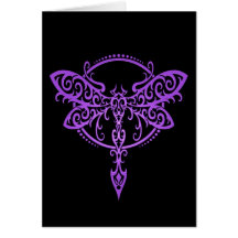 Tribal Dragonfly, Purple and Black Cards