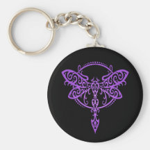 Tribal Dragonfly, Purple and Black Key Chains