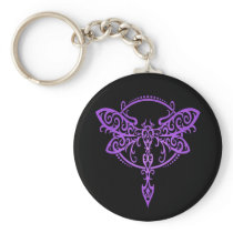 Tribal Dragonfly, Purple and Black Key Chains