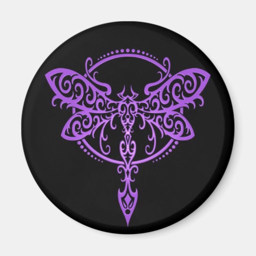 Tribal Dragonfly, Purple and Black Magnet