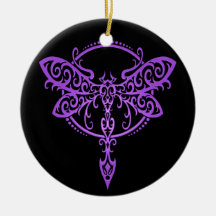 Tribal Dragonfly, Purple and Black Ornaments