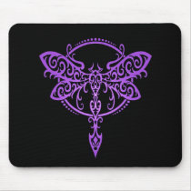 Tribal Dragonfly – purple & black Mousepad