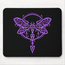 Tribal Dragonfly – purple & black Mousepad