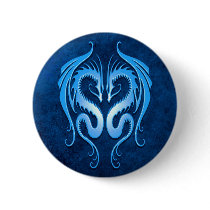 Tribal Dragons, blue Pinback Buttons