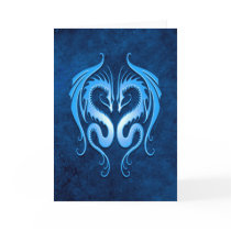 Tribal Dragons, blue Greeting Card