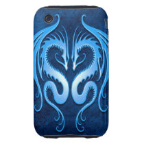 Tribal Dragons, blue Tough Iphone 3 Cases