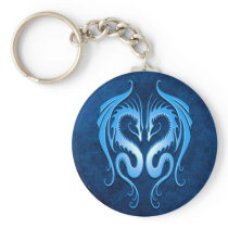 Tribal Dragons, blue Keychain