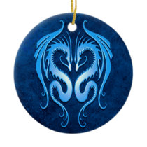Tribal Dragons, blue Christmas Ornaments