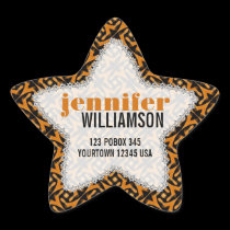 Tribal Earthy Batik Custom Name Star Stickers stickers