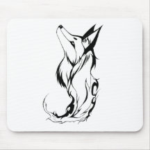 Tribal Fox Tattoo Design Mouse Pads