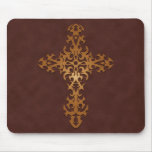 Tribal Gothic Cross – brown Mousepad
