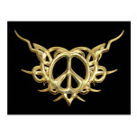Tribal Heart Peace Gold Postcard
