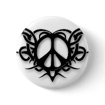 Tribal Heart Peace Sign Buttons