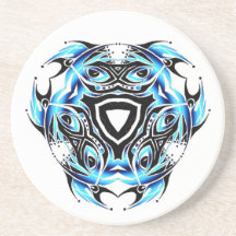 tribal jester warped beverage coasters