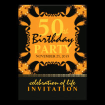 Tribal Lace Batik 50th Birthday Party Invitations invitations