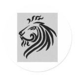 TRIBAL LION ROUND STICKERS