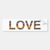 Tribal Love Word Art Bumper Stickers