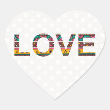 Tribal Love Word Art Heart Stickers