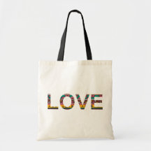 Tribal Love Word Art Tote Bags