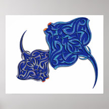 Tribal Manta Rays Poster