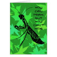 Tribal praying mantis birthday card