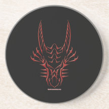 Tribal Red Dragon Head Beverage Coasters