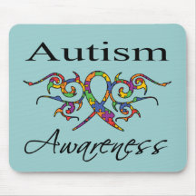Tribal Ribbon - Autism Awareness Mouse Pad