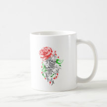 tribal roses skulls coffee mug