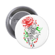 tribal roses skulls pin