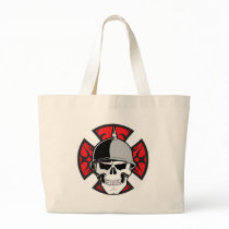 Tribal Round Cross Skull Tote Bags