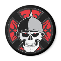 Tribal Round Cross Skull Magnet