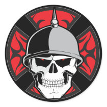Tribal Round Cross Skull Round Stickers