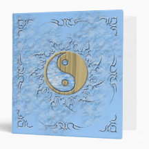 Tribal Sand Water Blue Yin Yang 3 Ring Binders