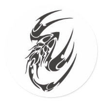 Tribal Scorpion Tattoo Design Round Sticker