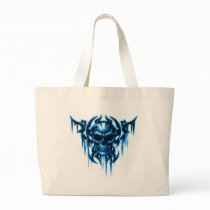 tribal skull-blue tote bags