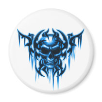 tribal skull-blue refrigerator magnets