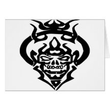 Tribal Skull Tattoo Greeting Cards