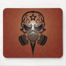 Tribal Sugar Skull with Gas Mask (brown) Mousepad