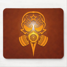 Tribal Sugar Skull with Gas Mask (yellow) Mouse Pads